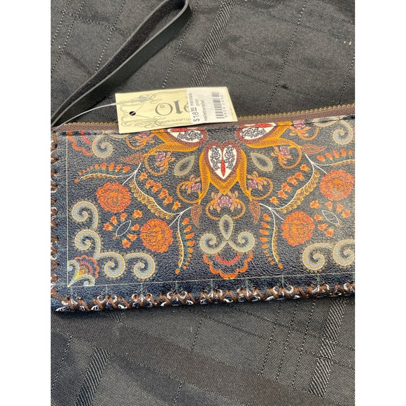 Ole Faux Leather Wristlet Clutch Wallet Floral Print Zip Around New - Picture 2 of 4